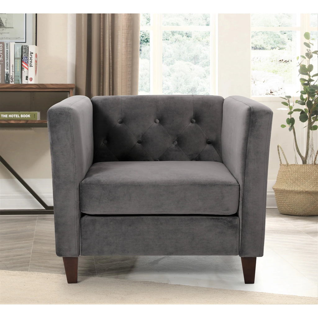 Yellow Velvet Square Armchair A280980