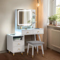 White Lighted Vanity Table Set with LED Nightstand S512