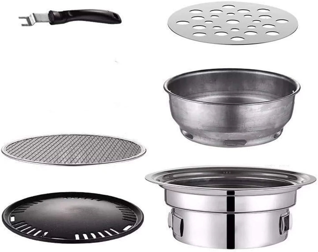 Round BBQ Charcoal Grill Non-stick Portable Stainless Steel A408