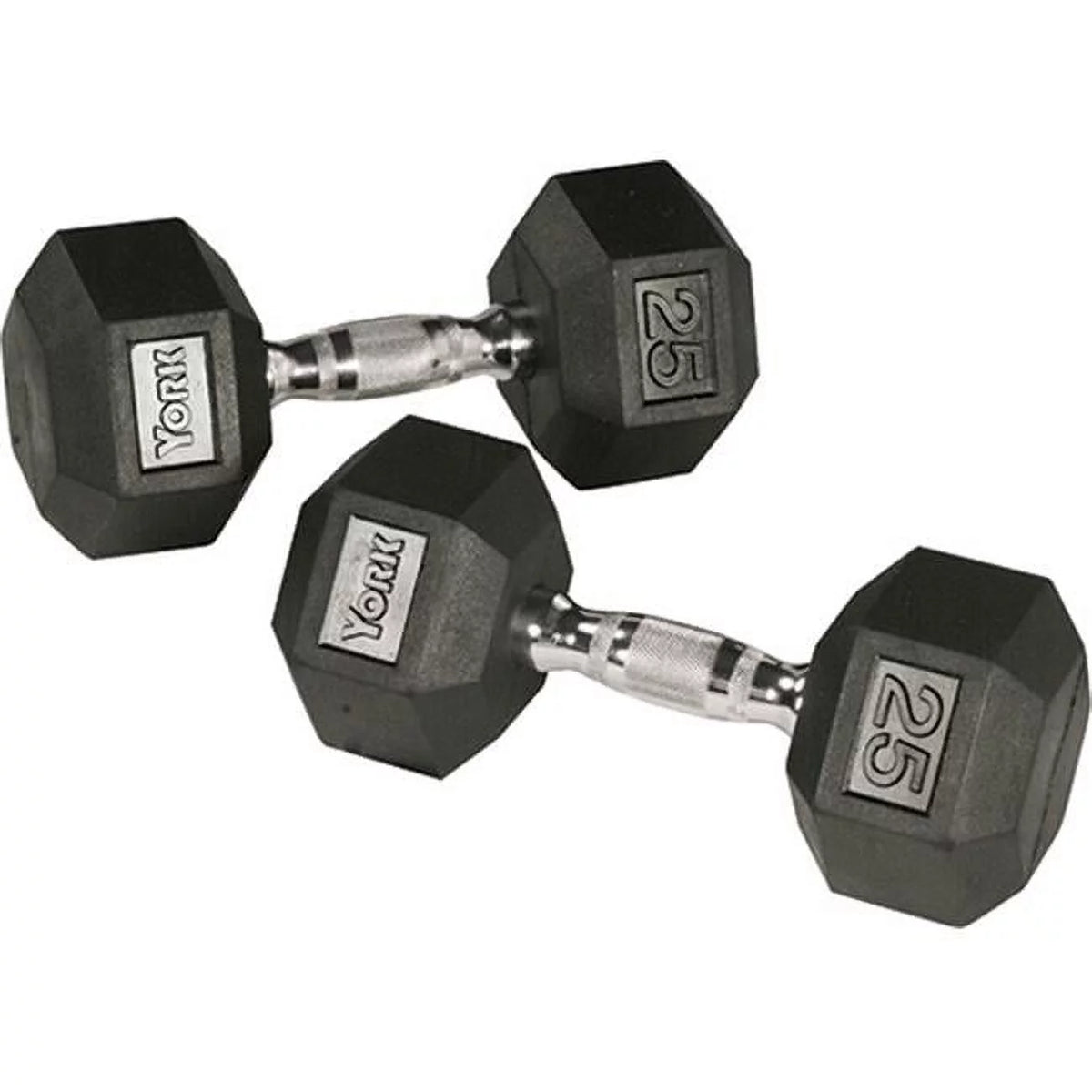 55 lbs Rubber Hex Dumbbell with Chrome Ergo Handle Q99028
