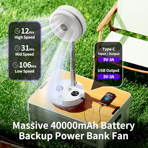 20000mAh Portable Rechargeable Foldable Fan with 8-Speed V67619