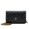 Black Wallet on Chain with Gold Hardware G427178