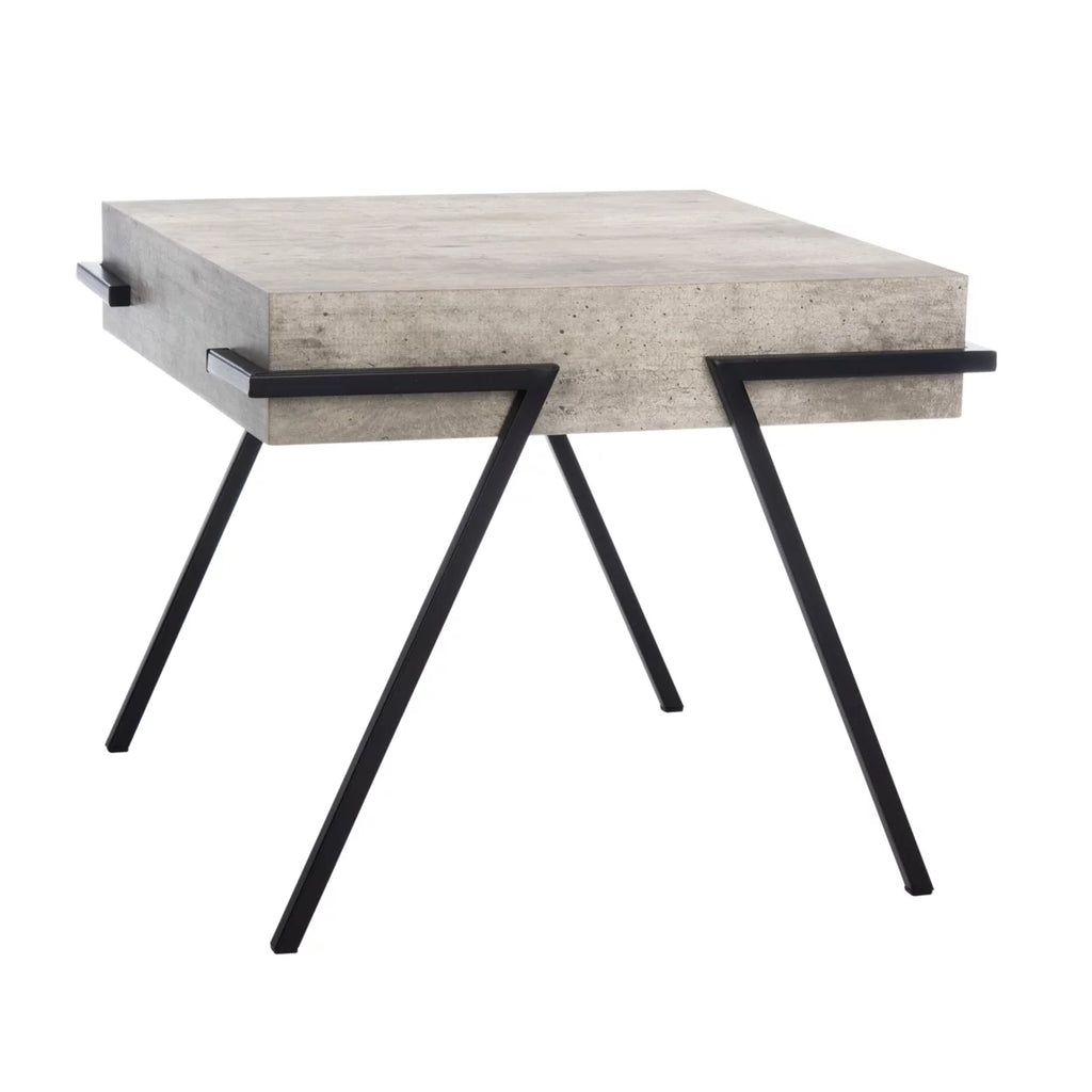 Light Grey Black Square Accent Table O8622