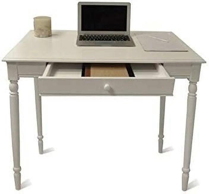 White Wood Home Office Desk With Drawer P491008