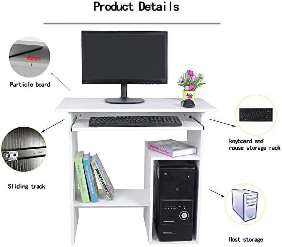 Computer Desk with Drawer Shelves Keyboard Tray X3454