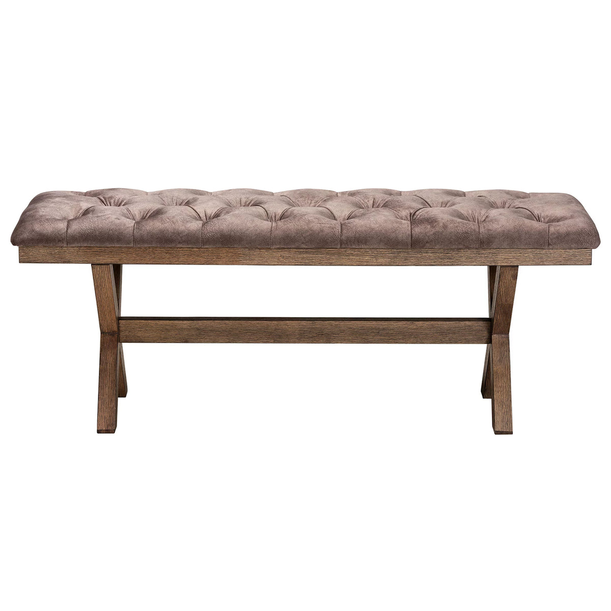 Chocolate Velvet Fabric and Dark Brown Finished Wood Bench Y617018