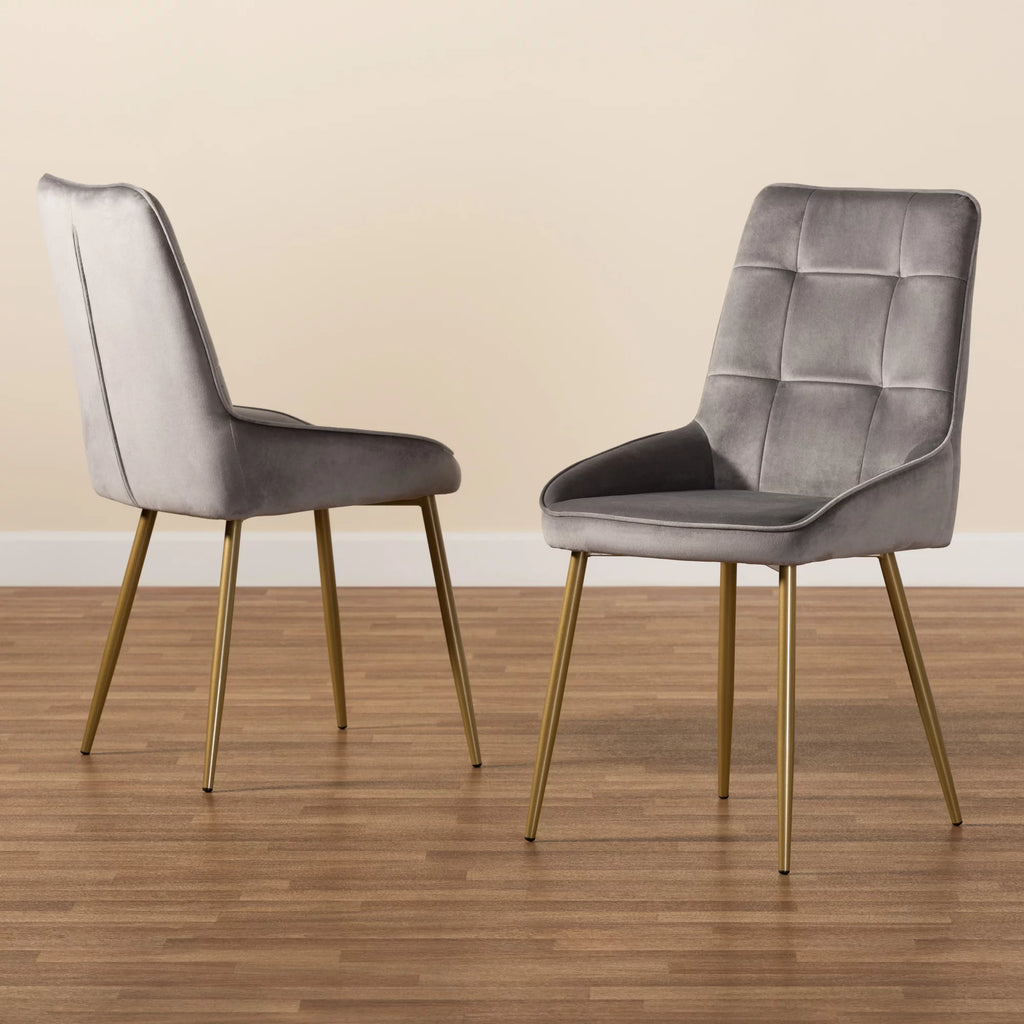 Grey and Gold Dining Chair Set of 2 G3627