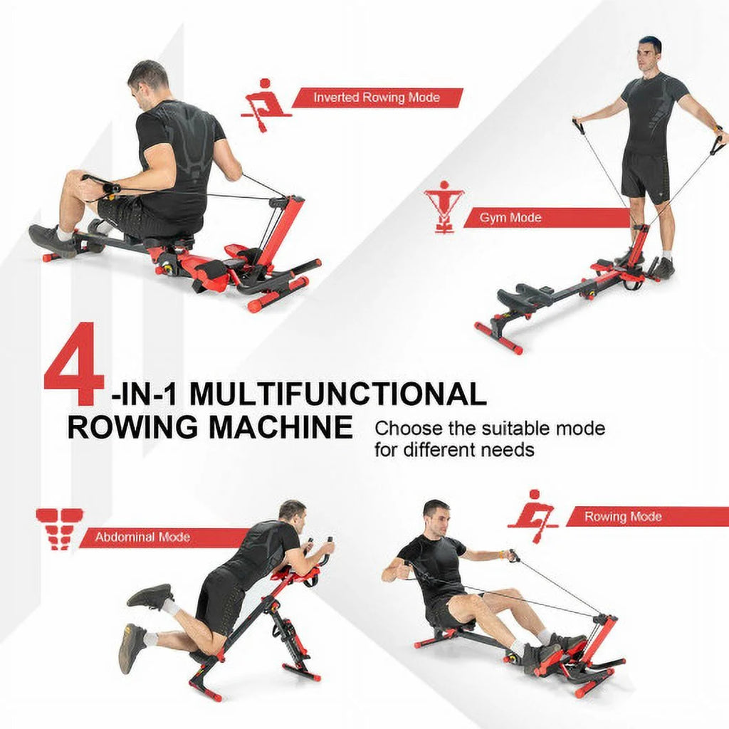 4-in-1 Folding Rowing Machine with Control Panel M7525