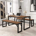 3-Piece Kitchen Dining Table Set Dark Brown & Black M705