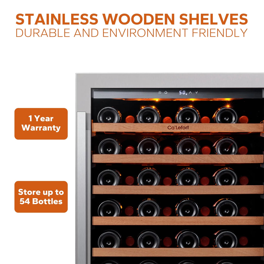 24 inch 54 Bottle Stainless Steel Wine Cooler O381