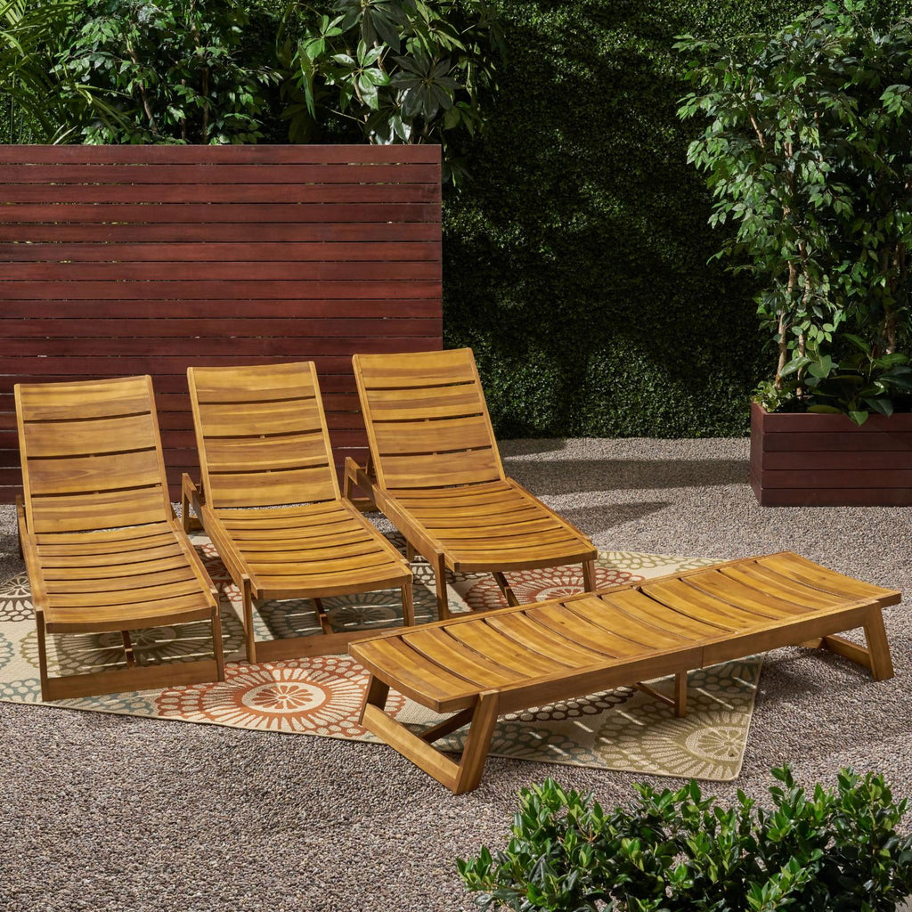 Acacia Wood Chaise Lounge Set of 4 H875