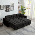 Velvet L Shaped Sleeper Sofa with Storage Chaise U63344