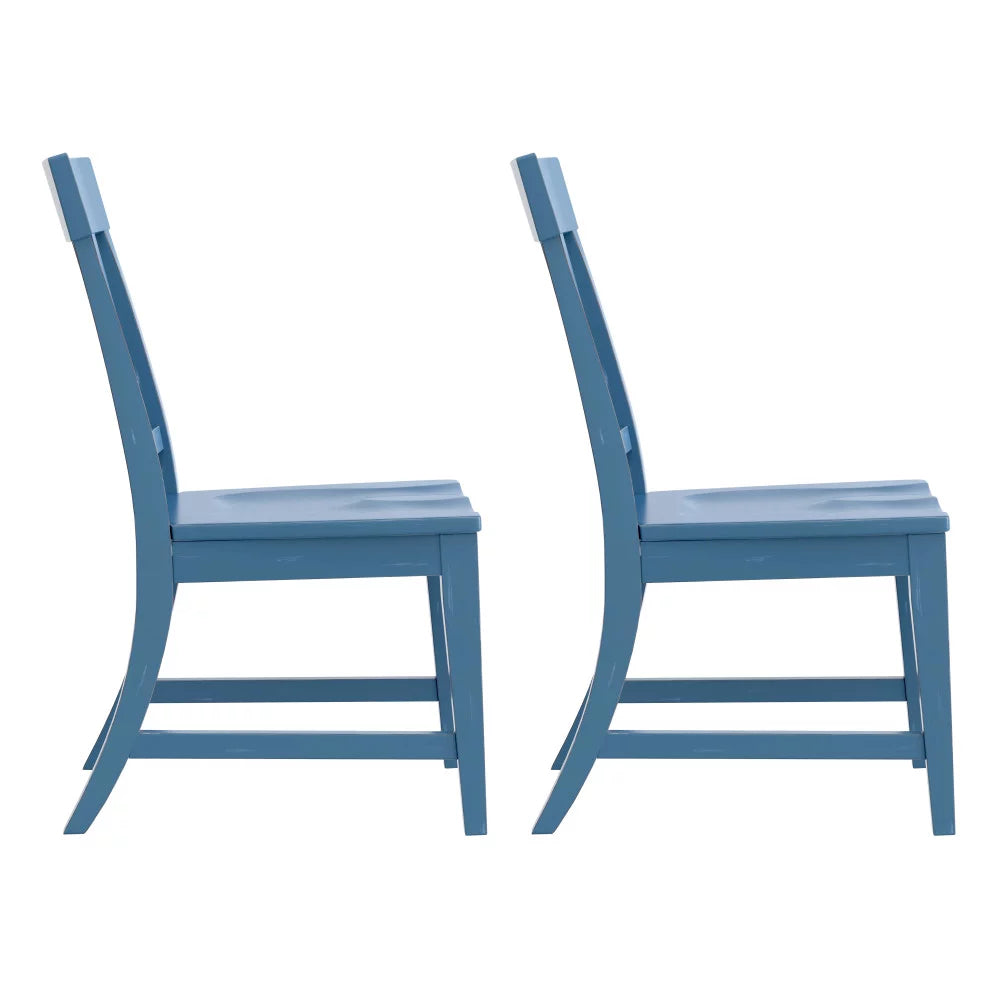 Antique Blue Wood Dining Chairs Pack of 2 W4063