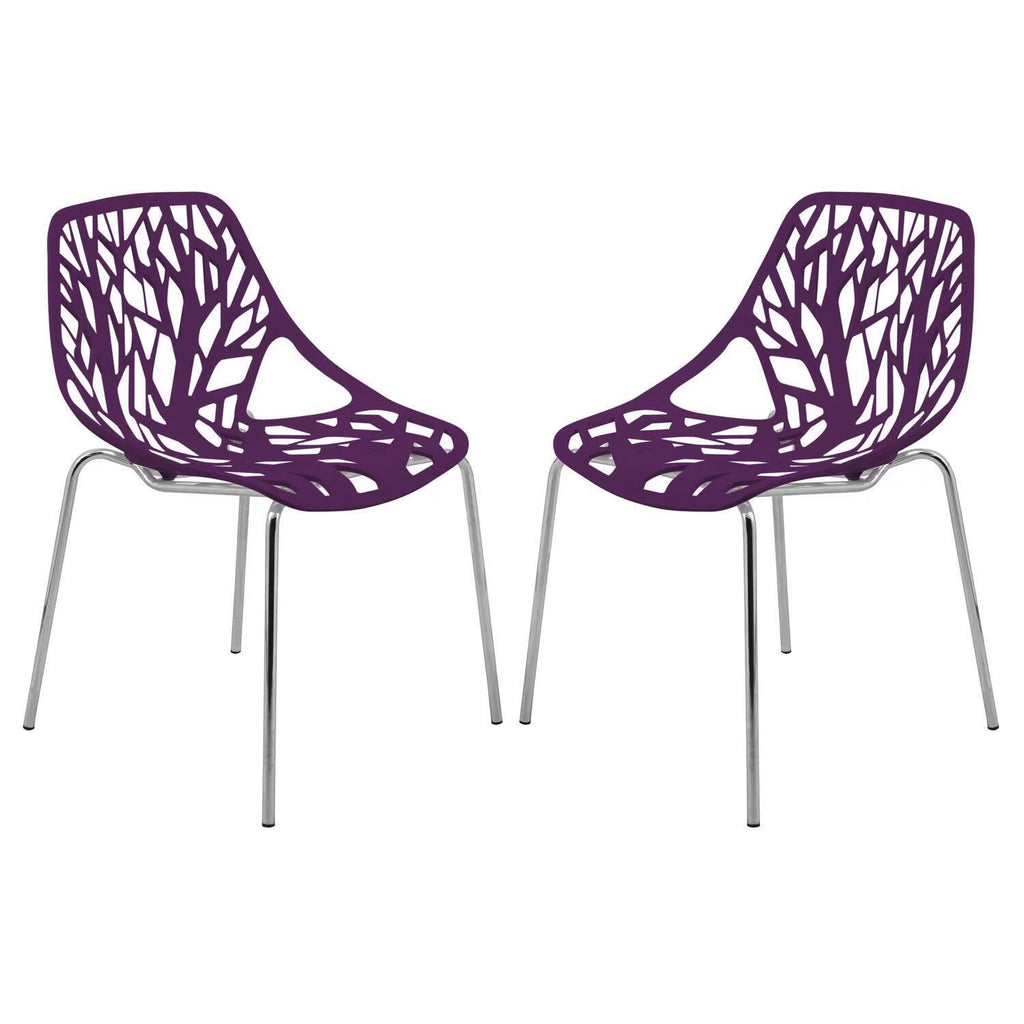 Vintage Modern Dining Chair with Chromed Legs Set of 2 U43053