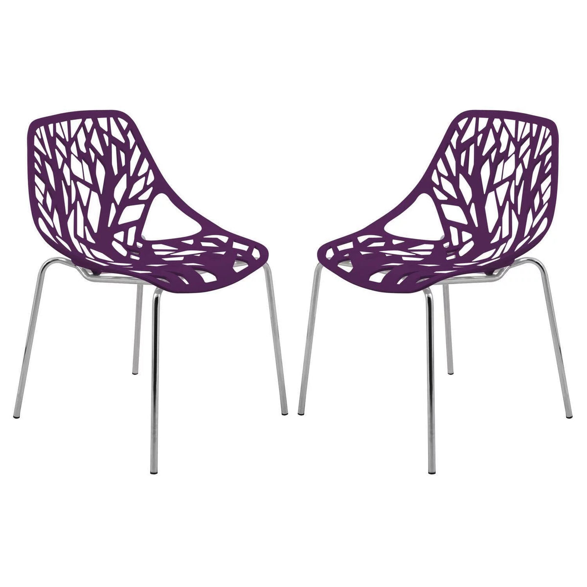Vintage Modern Dining Chair with Chromed Legs Set of 2 U43053