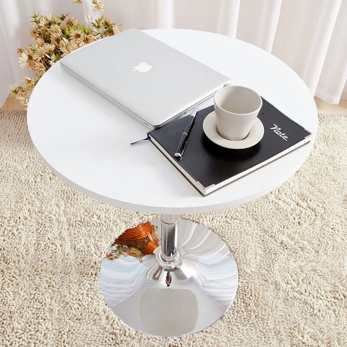 White Adjustable Height Round Bar Table I2717