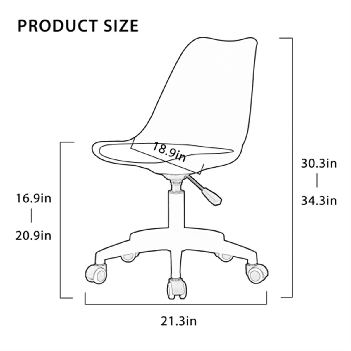 Adjustable 360 °Swivel Armless Computer Chair with Wheels E3953