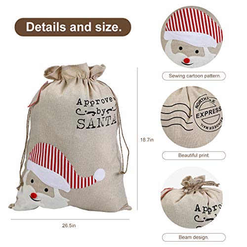 2 Pack Christmas Stripe Canvas Santa Sack with Drawstring S537806