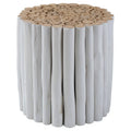 White Round Teakwood Side Table U6558