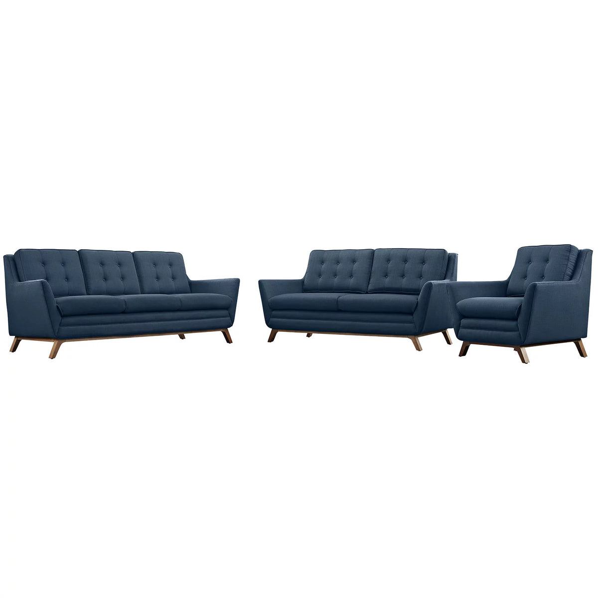 Navy Blue Fabric Sofa Set I7283