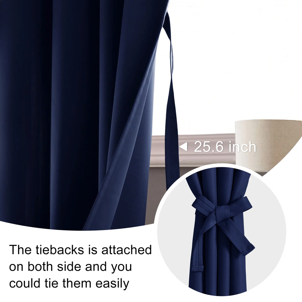 Navy Blue 42 x 63 Inch Blackout Curtains Set of 2 Panels M389