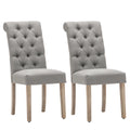 Grey Linen Fabric Tufted Dining Chair Set of 2 T18454