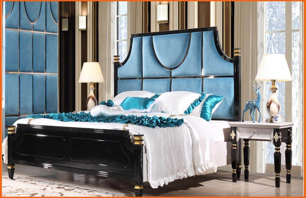 Bedroom Furniture Set, Bed, 2 Nightstand, Dresser, Wardrobe Q4850