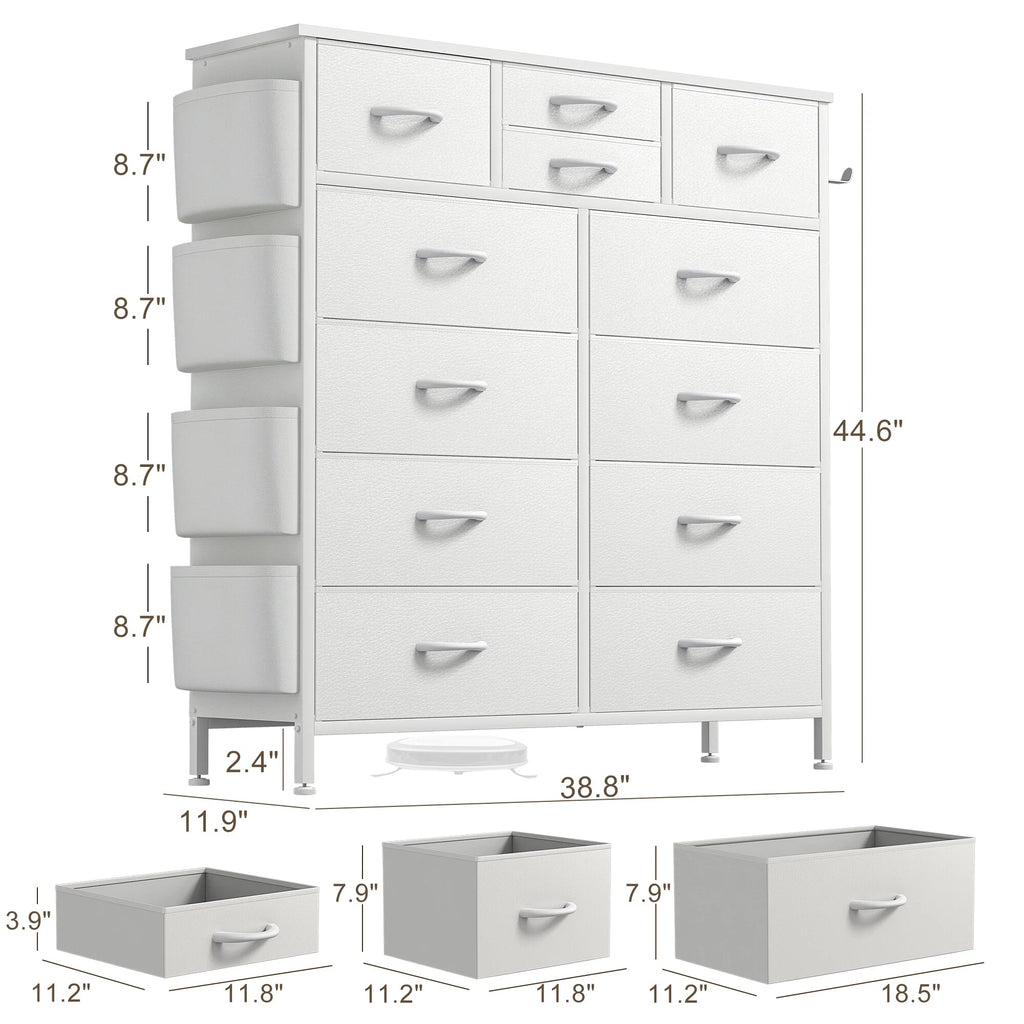 White 12 Drawer Fabric Dresser T779