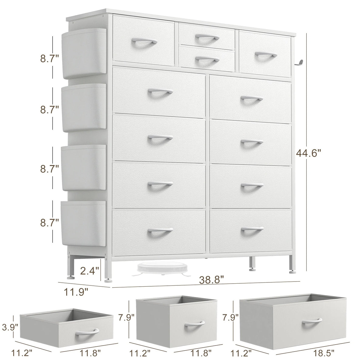 White 12 Drawer Fabric Dresser T779