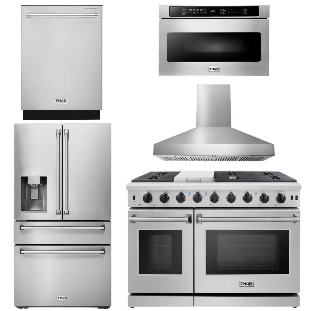 48 Gas Range, Range Hood, Dishwasher, Refrigerator, Microwave X546