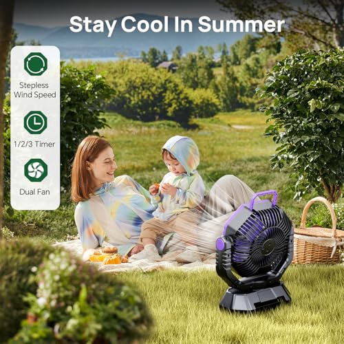 20000mAh Portable Rechargeable Battery Powered Fan with Light X9503
