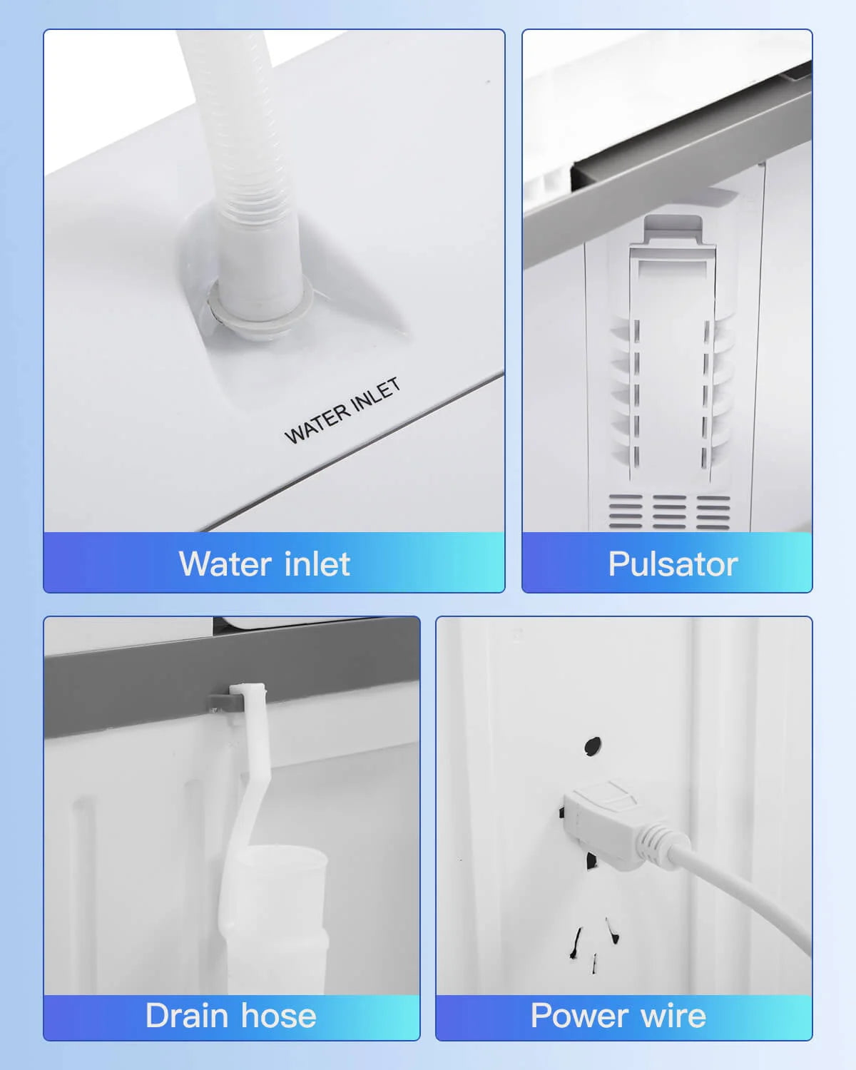Portable Automatic Washing Machine 10lbs Twin Tub Compact Washer with Spin Dryer White V48294