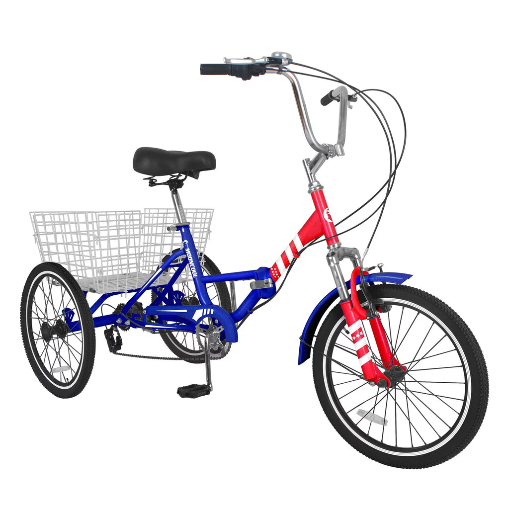 24 Inch 7-Speed 3 Wheels Folding Tricycle T53591