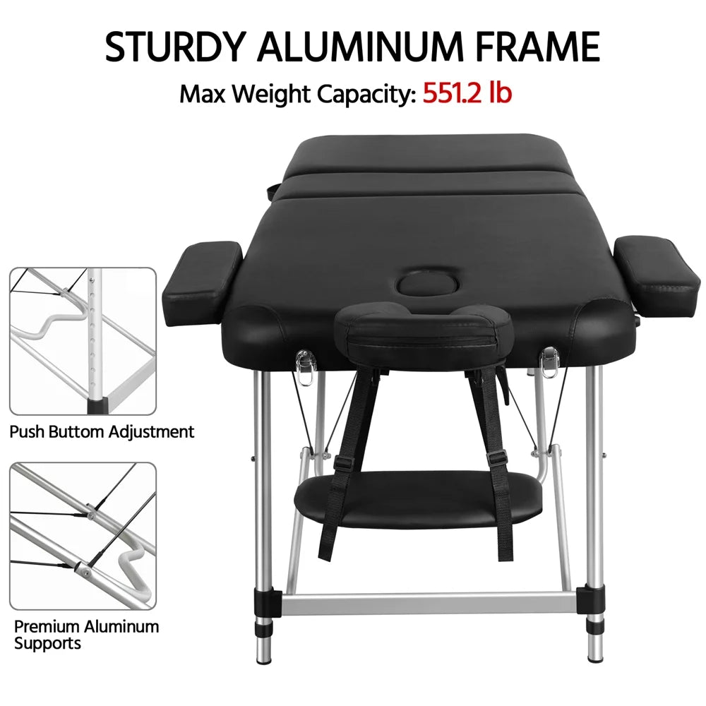 27.6'' Wide Adjustable 3 Fold Aluminum Massage Table A872033