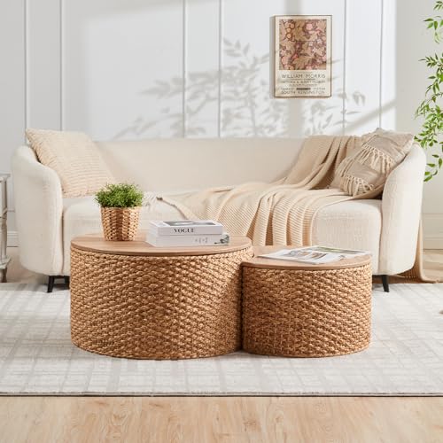 Set of 2 Wicker Rattan Coffee Table with Storage D7056
