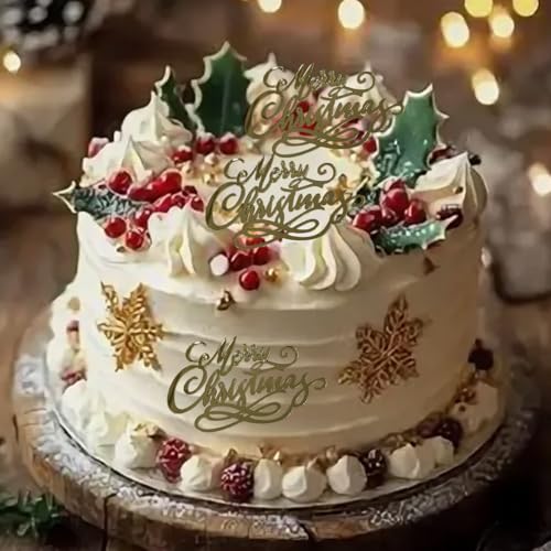 Gold Acrylic Mirror Christmas Cake Toppers 10Pcs X64170