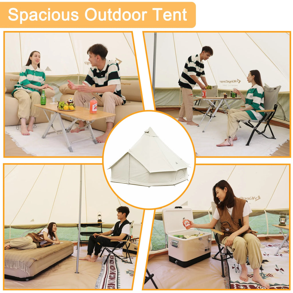 Canvas Bell Tent with Stove Jack Hole, 8-People 4 Seasons P34509