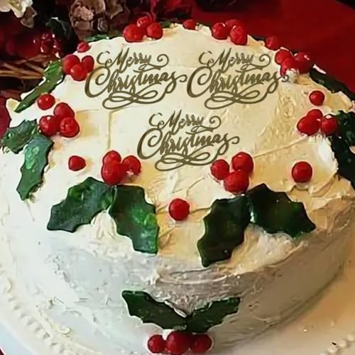 Gold Acrylic Mirror Christmas Cake Toppers 10Pcs X64170