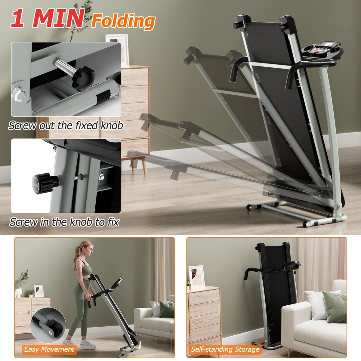 2 HP Folding Treadmill Motorized Running Machine E8805