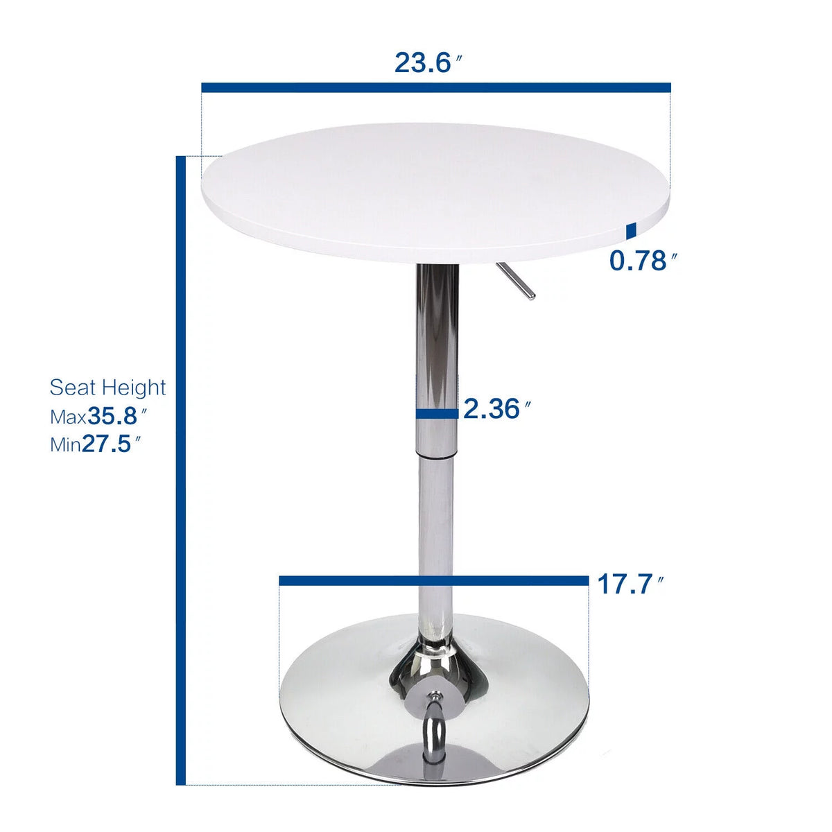 White Adjustable Height Round Bar Table I2717