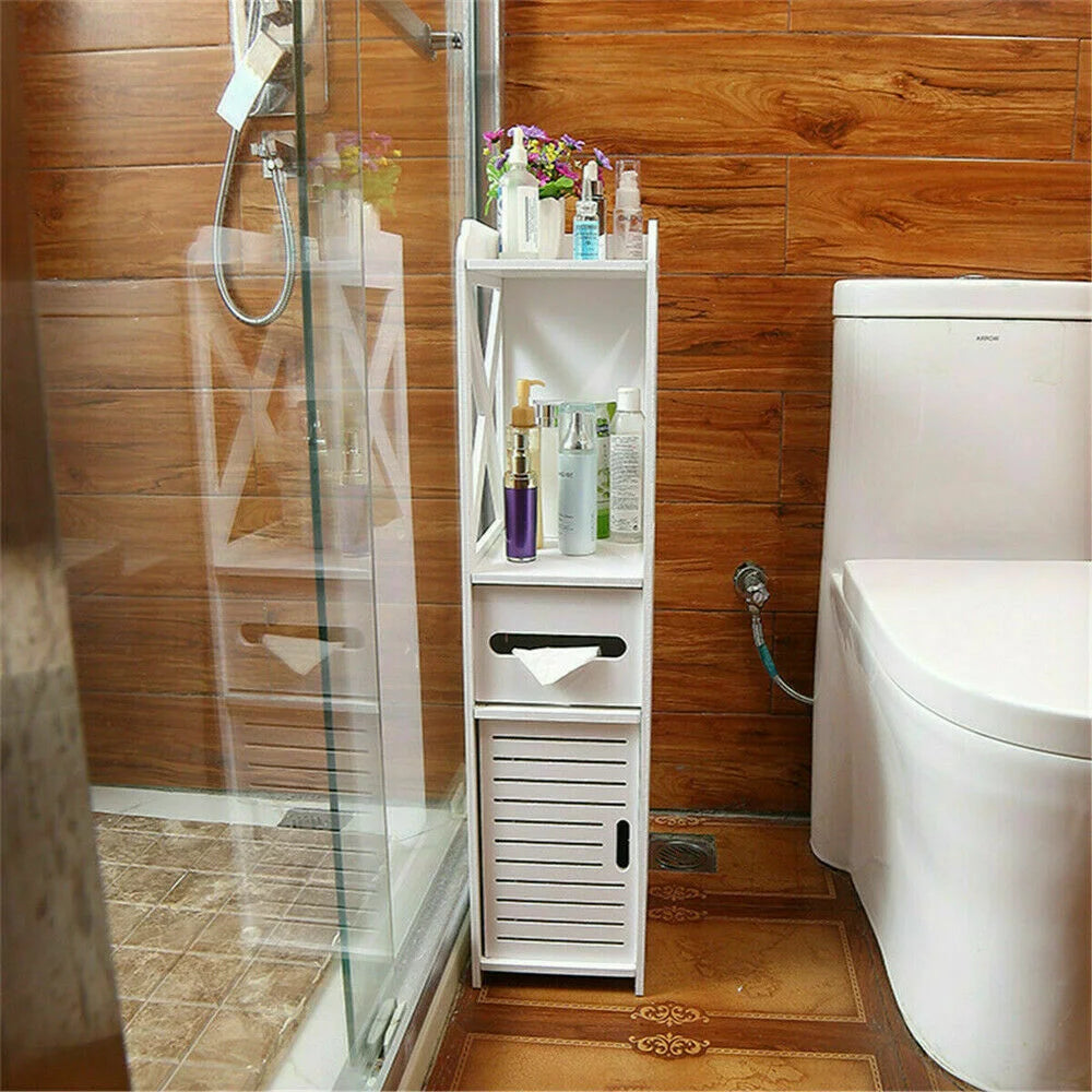 Wooden Bathroom Storage Cabinet with Shelves and Drawer Z482285