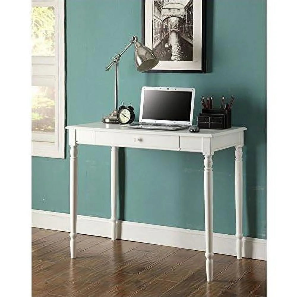 White Wood Home Office Desk With Drawer P491008