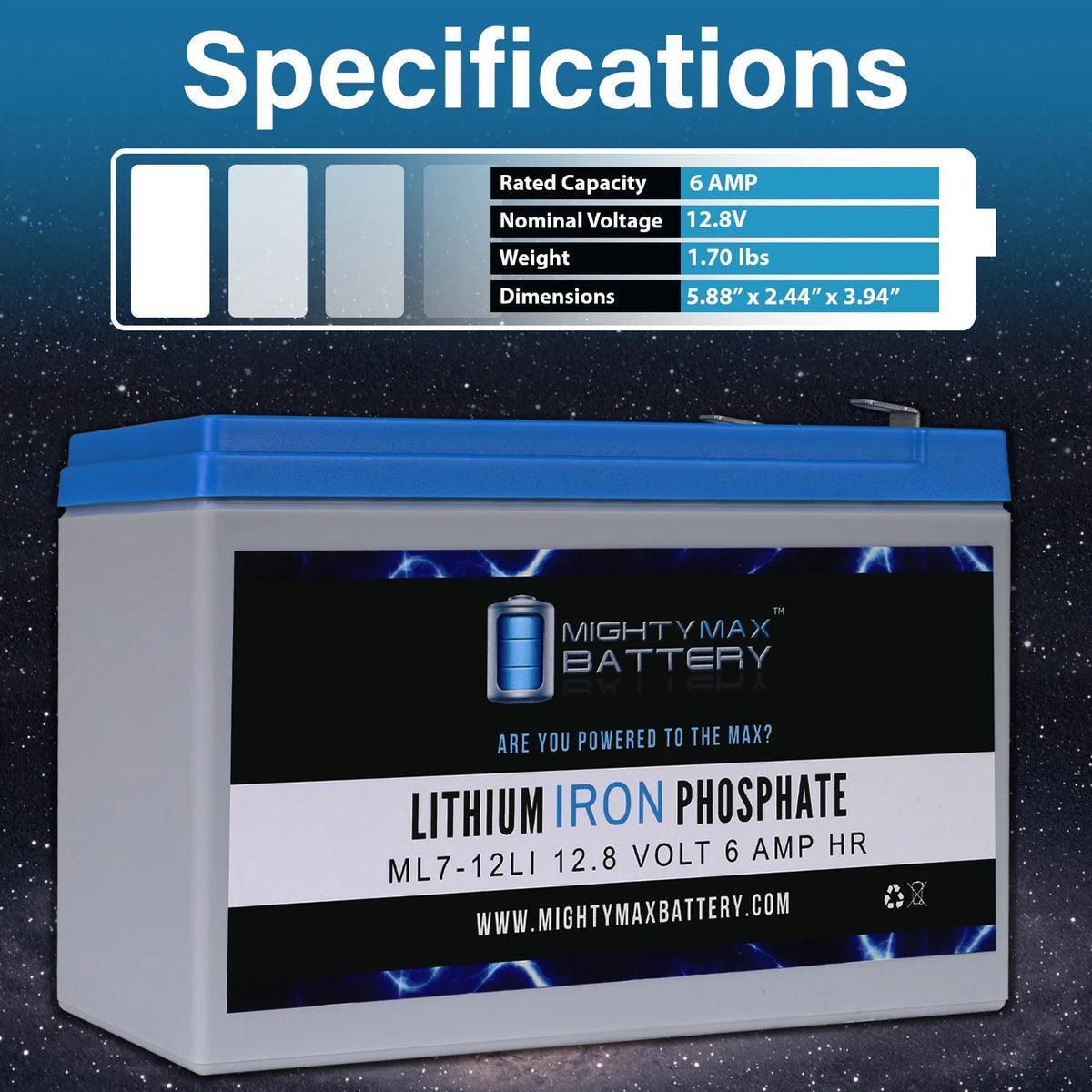 12V 7AH Lithium Replacement Battery M91751